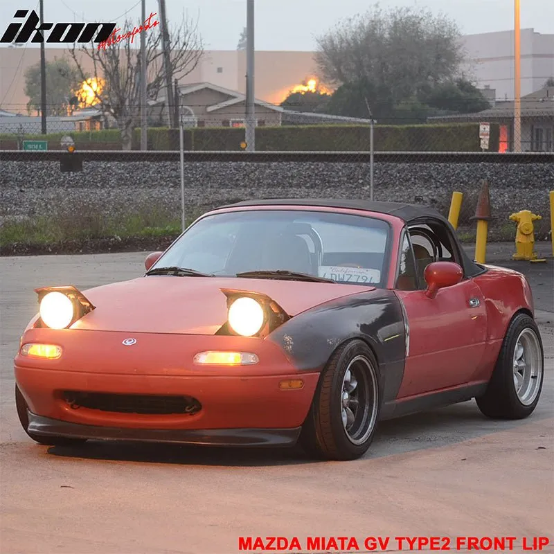 1990-1997 Mazda Miata GV Type2 Unpainted Black Front Bumper Lip PU