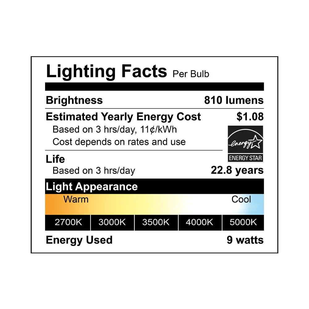 25PK Smart Wi-Fi LED Bulb, 9 Watt, 120V, 810 Lumens, CCT 2700K to 5000K