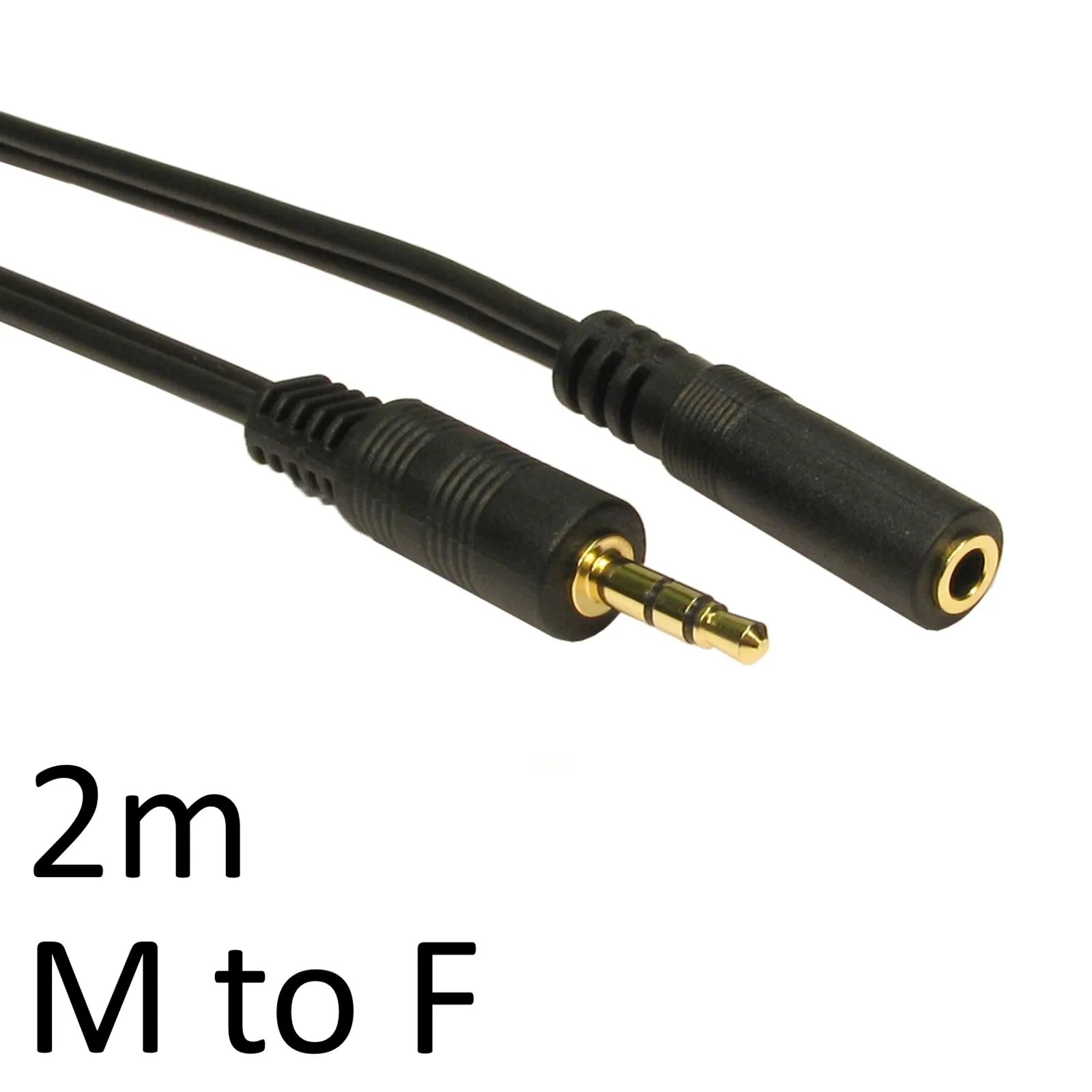 3.5mm (M) Stereo Plug to 3.5mm (F) Stereo Socket 2m Black OEM Cable