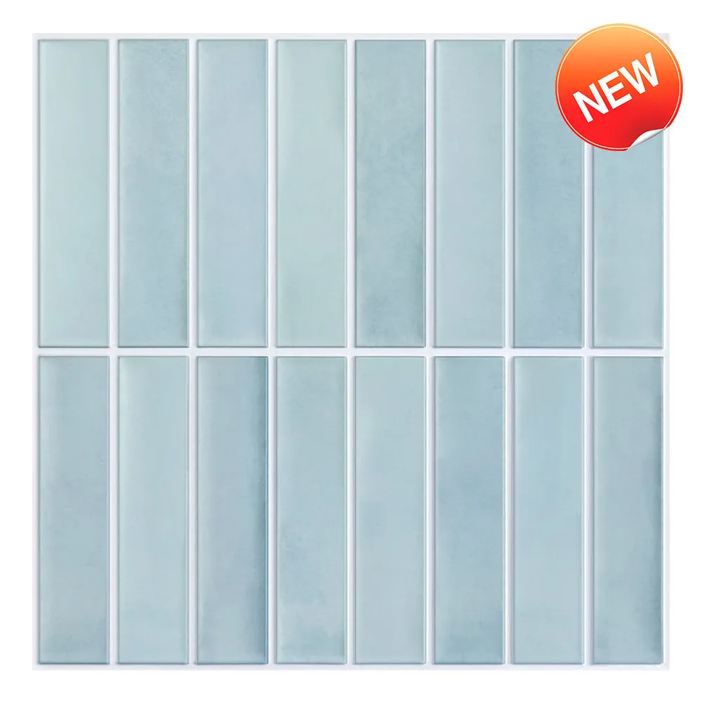 3D Blue Green Gradient Linear Mosaic Peel and Stick Wall Tile