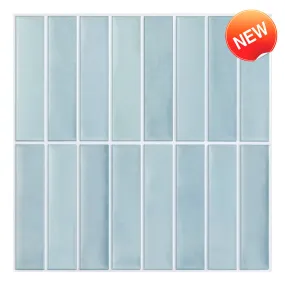 3D Blue Green Gradient Linear Mosaic Peel and Stick Wall Tile