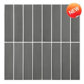 3D Dark Grey Matt Straight Linear Mosaic Peel and Stick Wall Tile