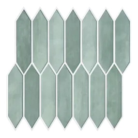 3D Green Matt Elongated Hexagon Peel and Stick Wall Tile