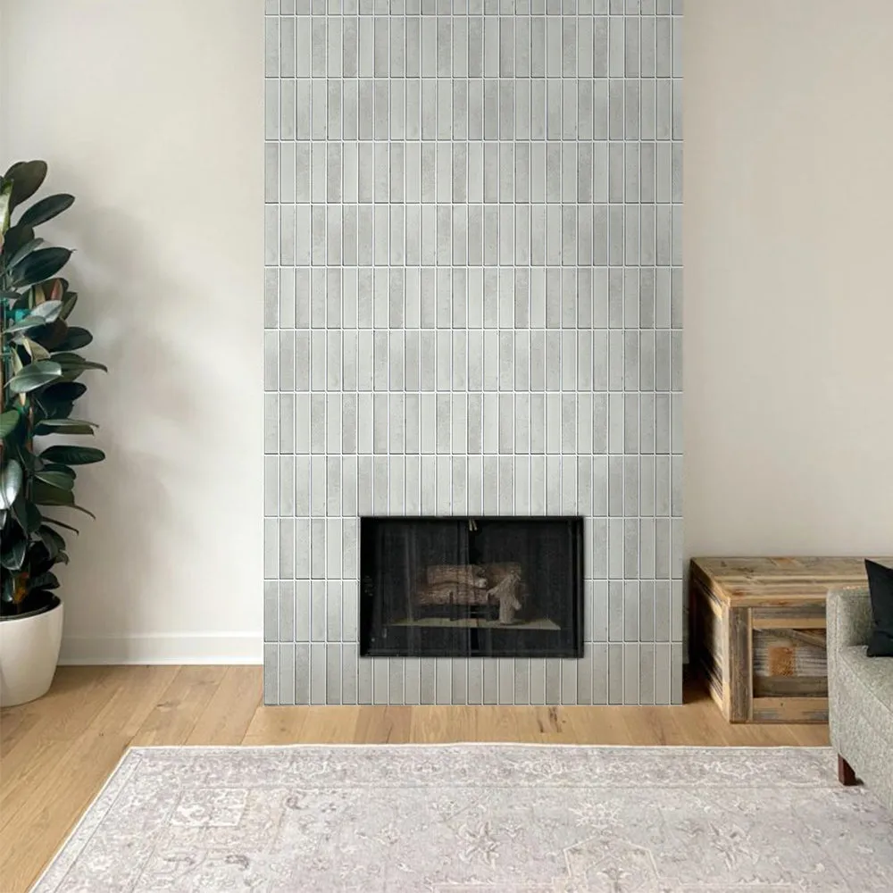 3D Grey Matt Linear Mosaic Peel and Stick Wall Tile