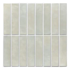 3D Light Green Yellow Cream Matt Linear Mosaic Peel and Stick Wall Tile