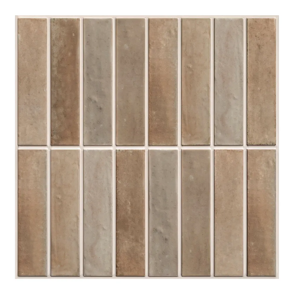 3D Terracotta Matt Linear Mosaic Peel and Stick Wall Tile