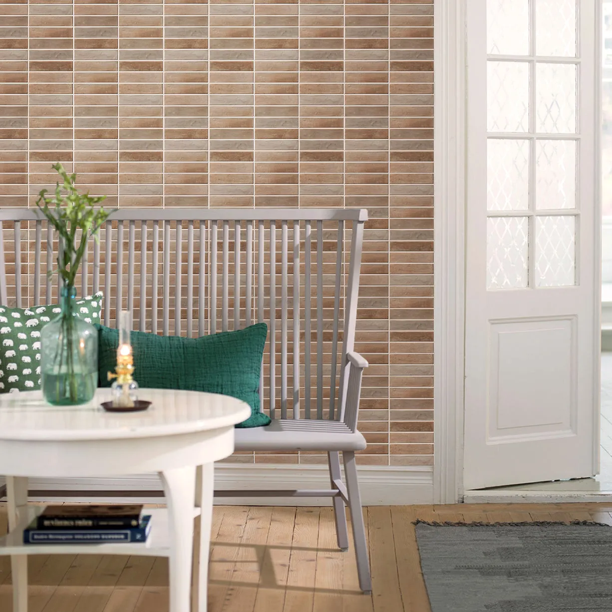 3D Terracotta Matt Linear Mosaic Peel and Stick Wall Tile