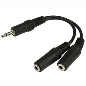 4 inch 3.5mm Stereo Audio Cable Male  to 2x3.5mm Stereo Audio Cable Female