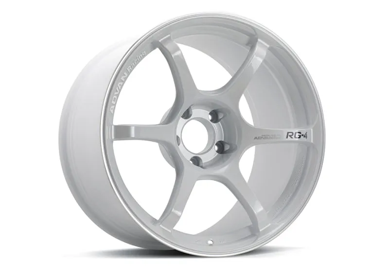 Advan RG-4 18x8.5  30 5-114.3 Racing White Metallic & Ring Wheel