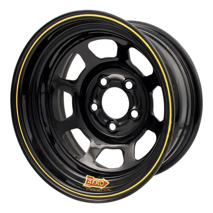 Aero 50 Series Rolled Wheel - Black - 15" x 10" - 5 x 5" Bolt Circle - 3" Back Spacing - 25 lbs.