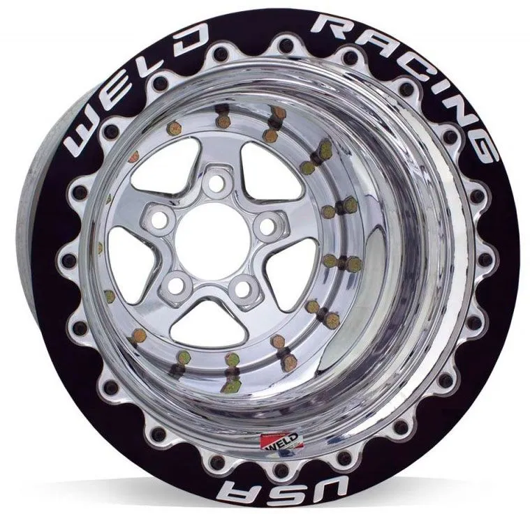 Aluma Star 15 x 12" Polished Wheel, Black Double Beadlock for M/T