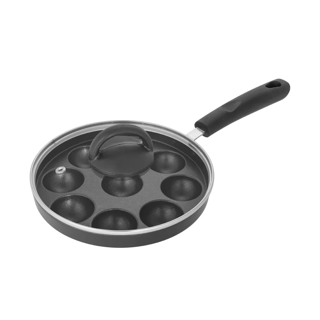 Aluminium Non-Stick Appam Maker with Glass Lid