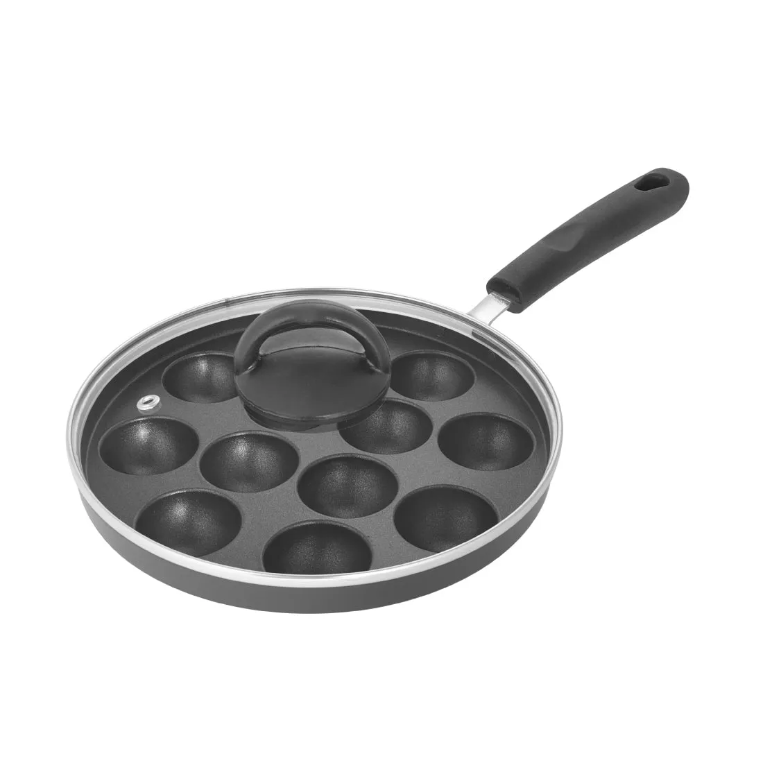 Aluminium Non-Stick Appam Maker with Glass Lid