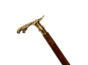 Antique Brass Design Head Handle Vintage Style Wooden Walking Cane Stick