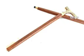 Antique Brass Design Head Handle Vintage Style Wooden Walking Cane Stick