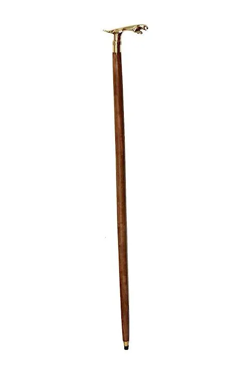 Antique Brass Design Head Handle Vintage Style Wooden Walking Cane Stick