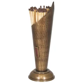 Antique brass match holder