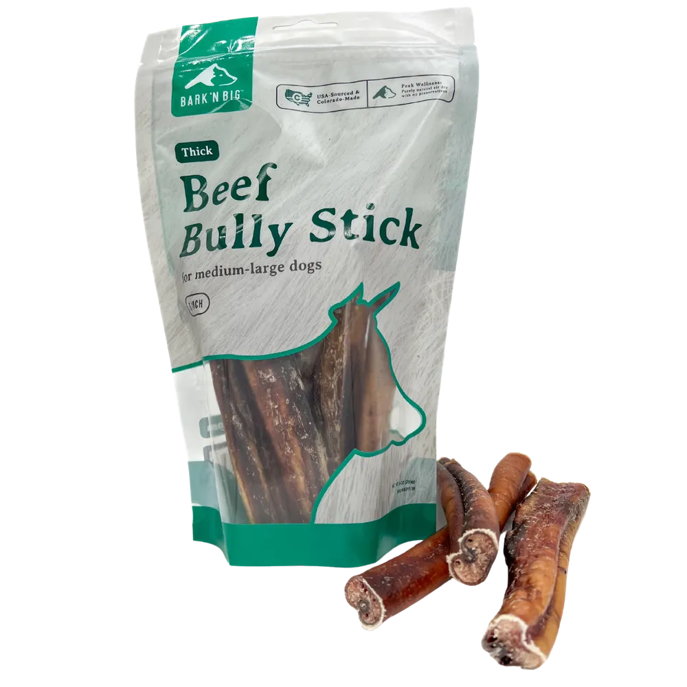 BarkNBig USA Odor Free Thick Beef Bully Stick Dog Treat, 6in