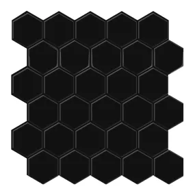 Black Hexagon Peel and Stick Tile Backsplash - Thicker Design