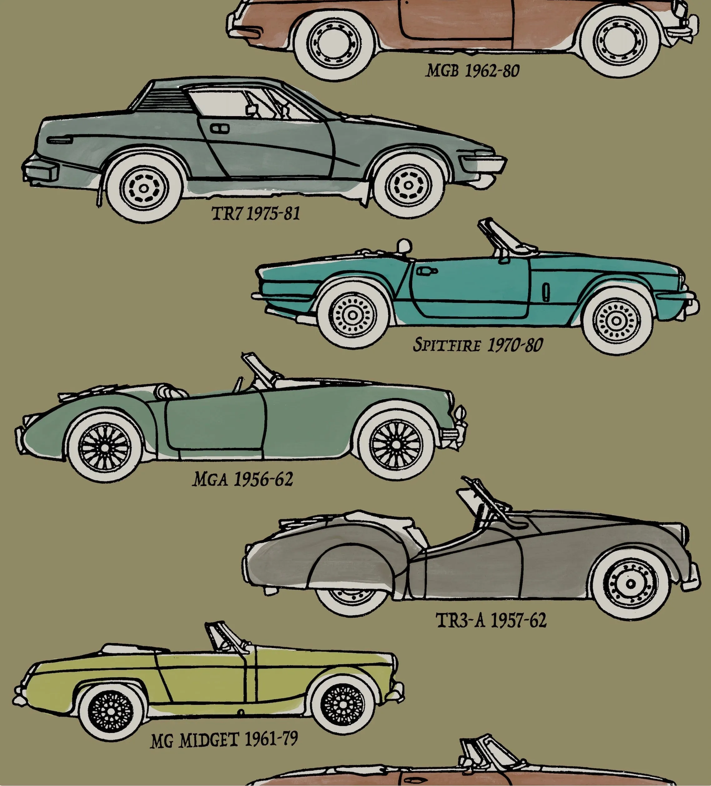 British Classic Cars Wallpaper - Beige