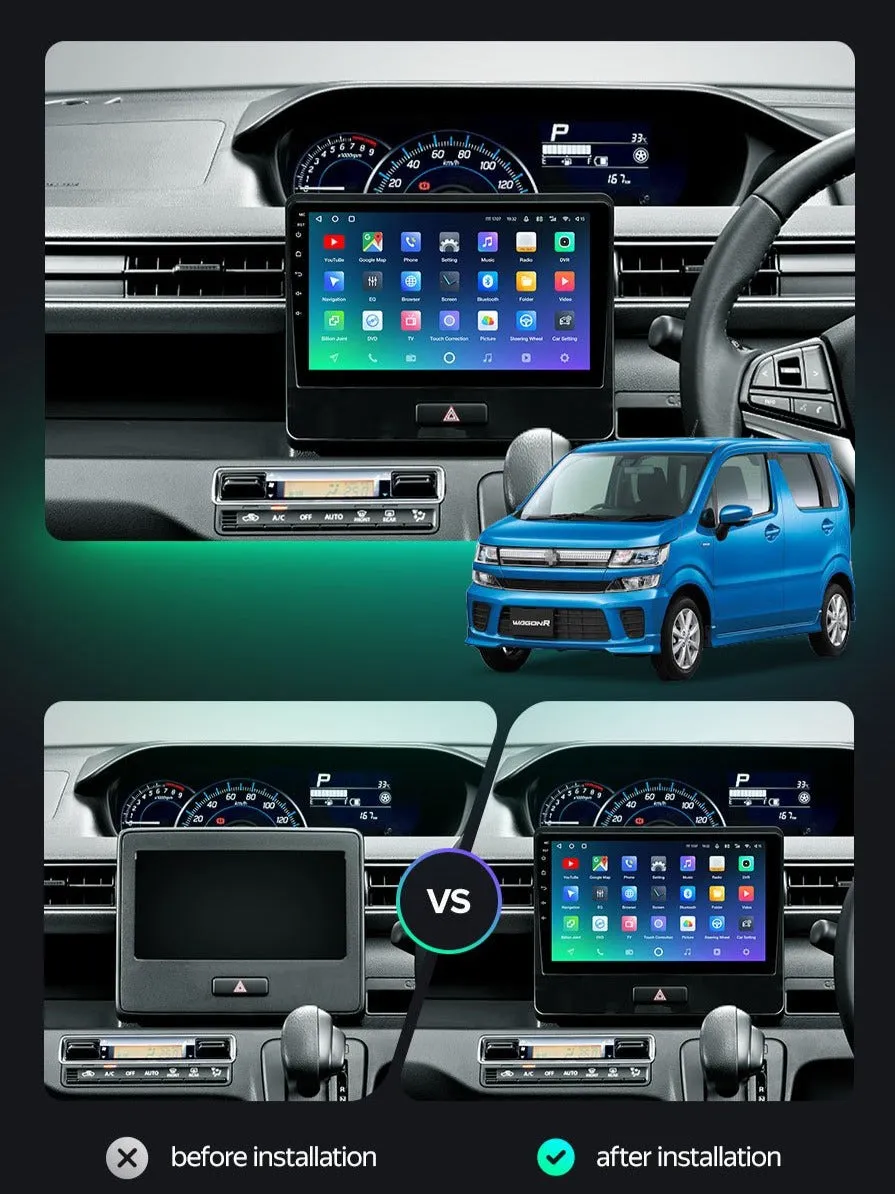 Car Dealz Premium Advanced 4G Data Model 10.2" Android 12.0 For Suzuki Wagon R VI 2017 - 2021 In Dash Plus OEM Fascia