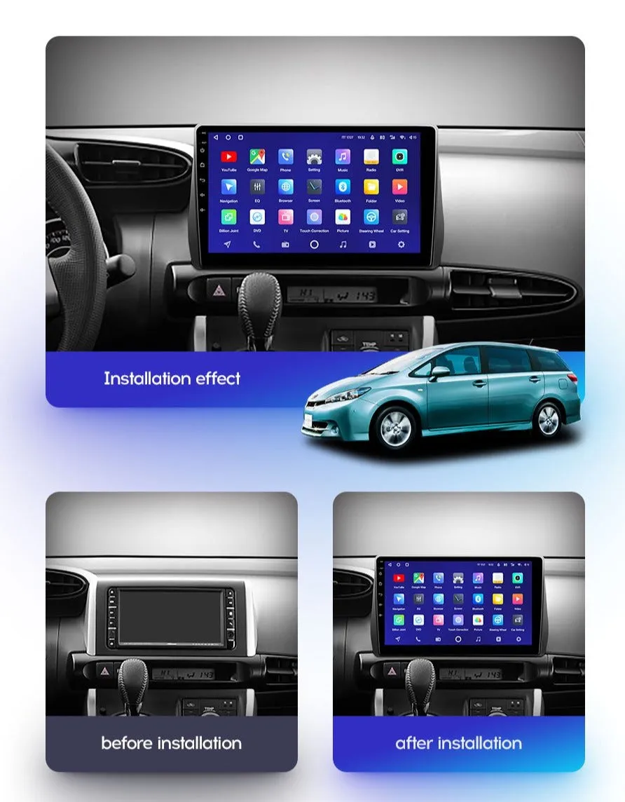 Car Dealz Premium Model 10.2" Android 10.0 For Toyota Wish 2 II XE20 2009 - 2017 In Dash Plus OEM Fascia