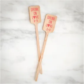 Custom Drunk on Love Wooden Stir Sticks