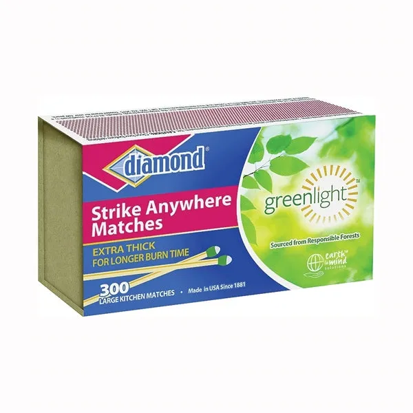 diamond Greenlight 02156 Strike Anywhere Fire Matches, 300-Stick, Aspen Wood Stick