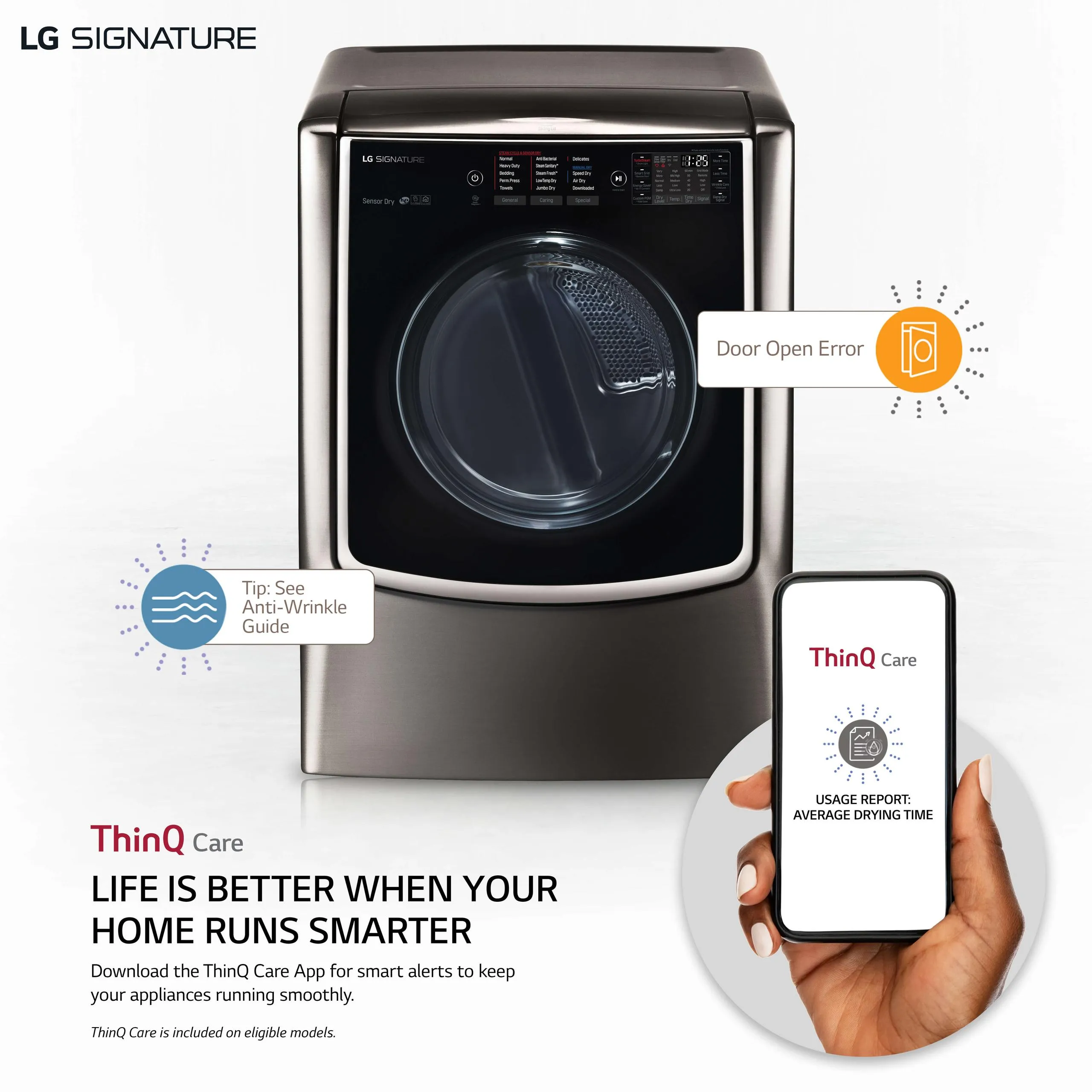 DLEX9500K LG SIGNATURE 9.0 cu. ft. Large Smart wi-fi Enabled Electric Dryer w/ TurboSteam™