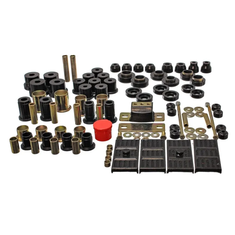 Energy Suspension Hyper-Flex Bushing Kit - Body Mount / Suspension Bushings - Boots / Links - Black - GM F-Body / X-Body 1967-74