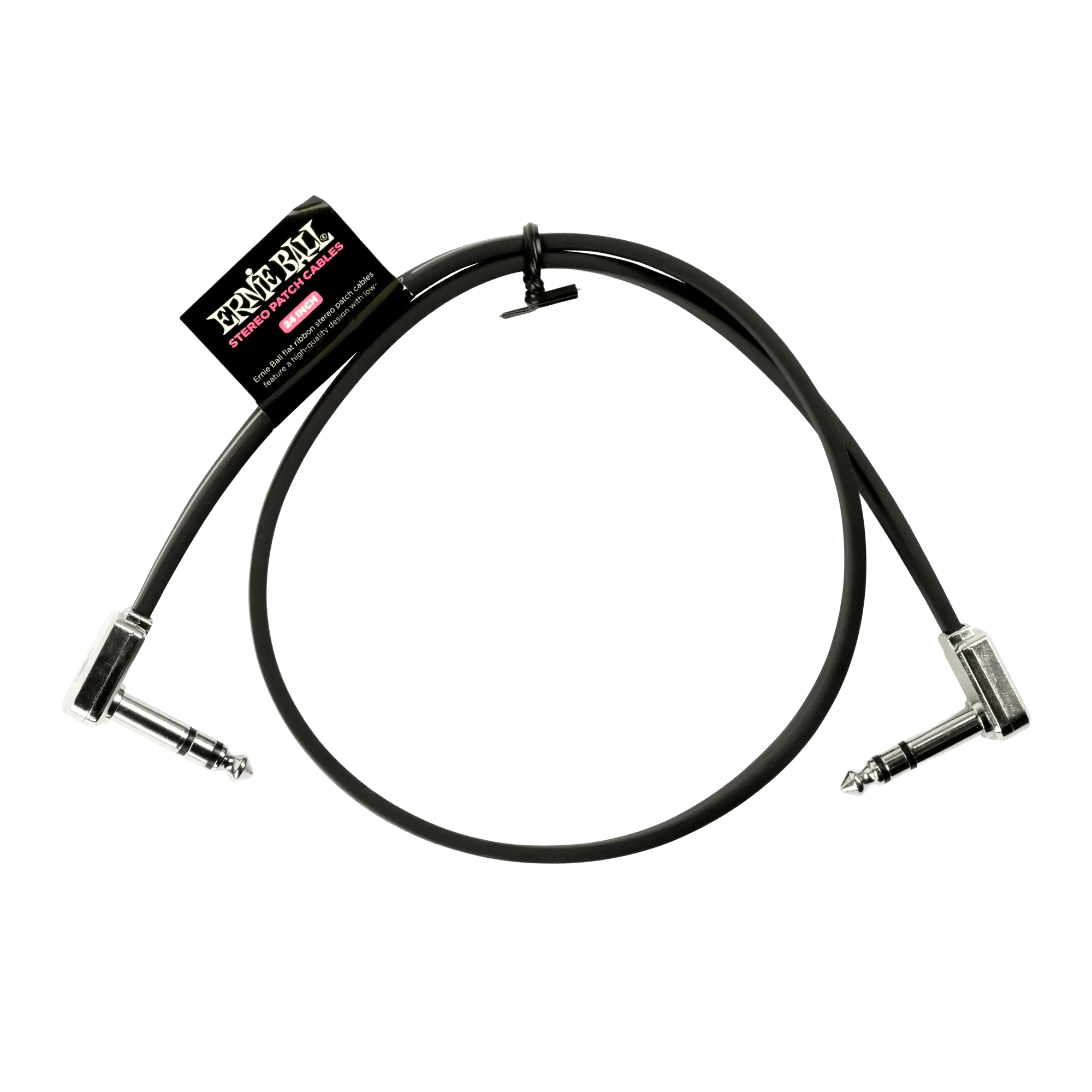 Ernie Ball 24 Flat Ribbon Stereo Patch Cable Black Single