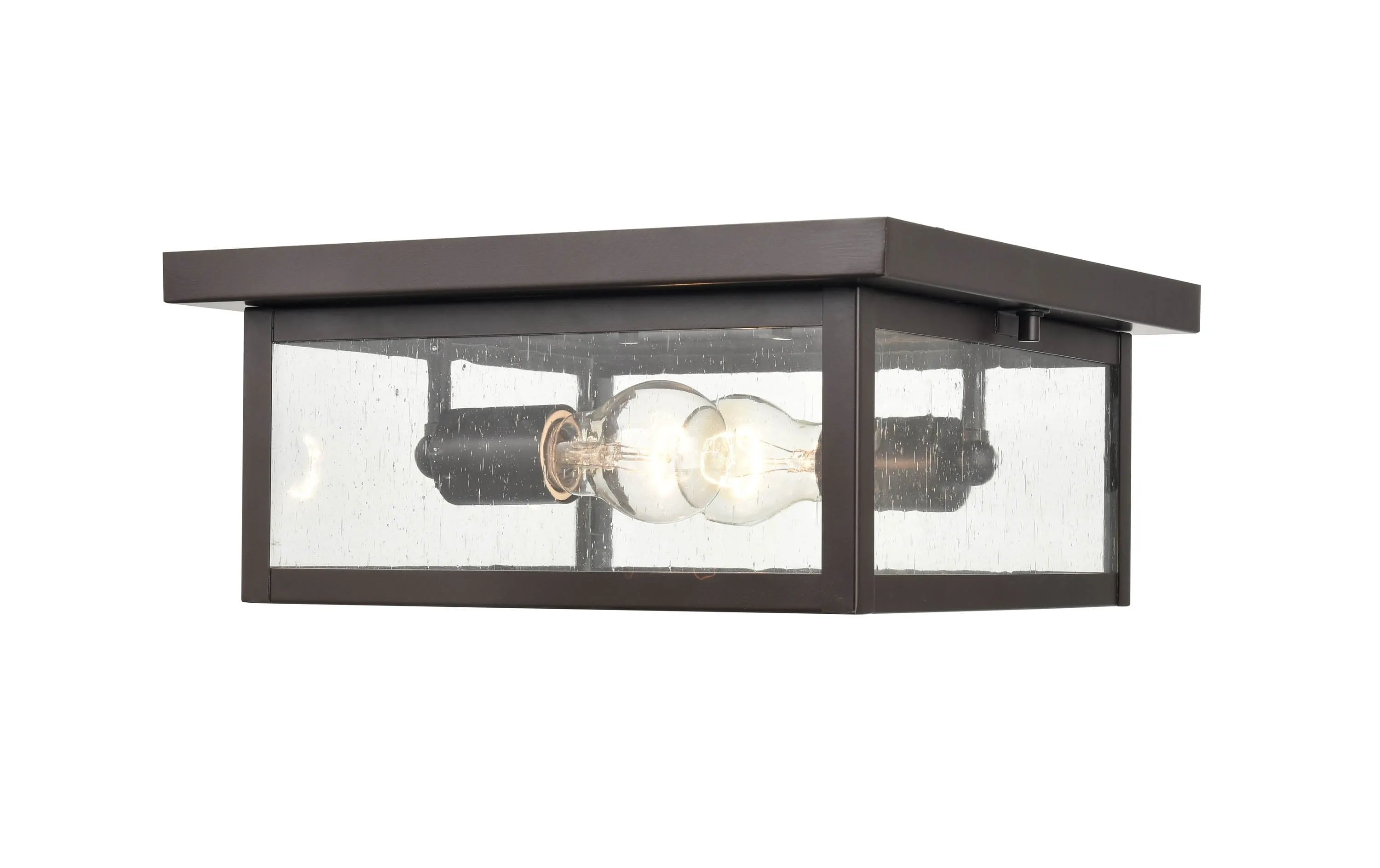 Evanton Outdoor Flush Mount Fixture - Powder Coated Bronze - Clear Seeded Glass - 12in. Diameter - E26 Medium Base