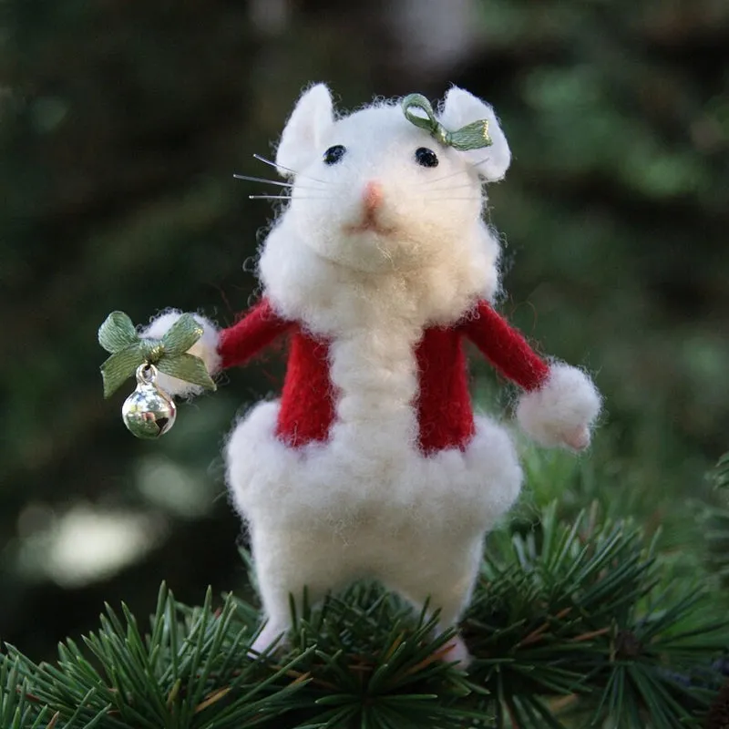 Felt mouse and pumpkin ornaments - handmade holiday decoration