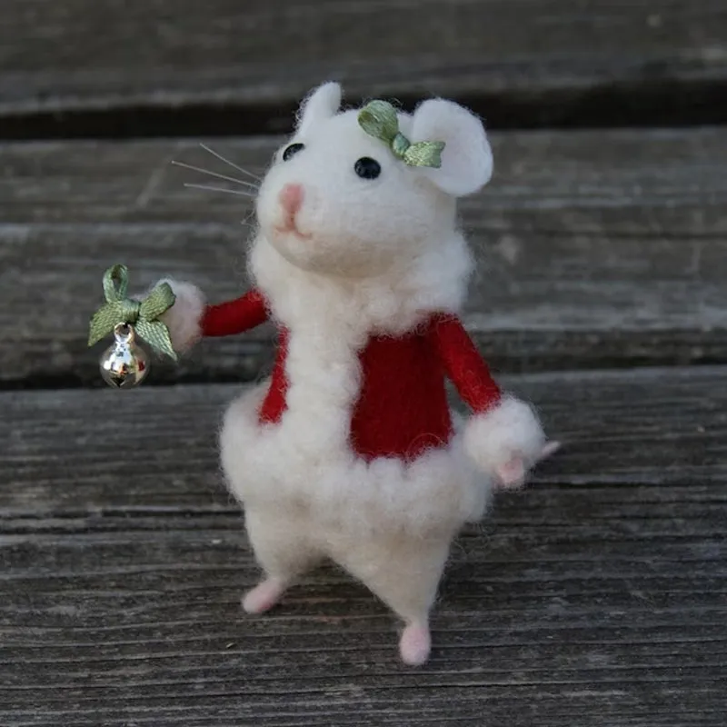 Felt mouse and pumpkin ornaments - handmade holiday decoration