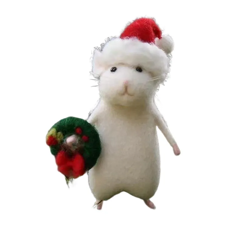 Felt mouse and pumpkin ornaments - handmade holiday decoration