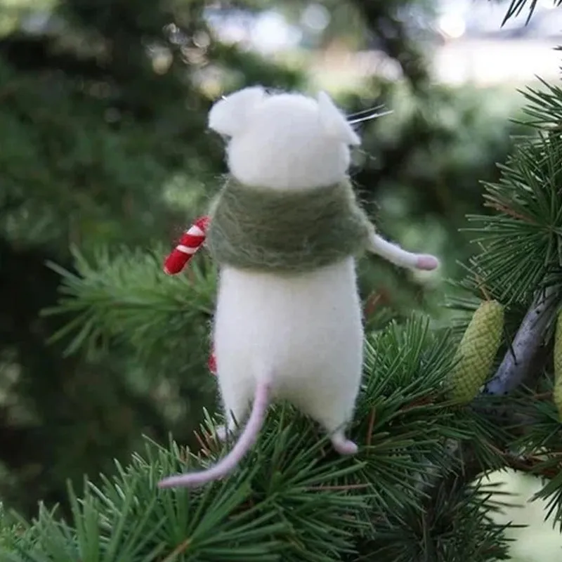 Felt mouse and pumpkin ornaments - handmade holiday decoration