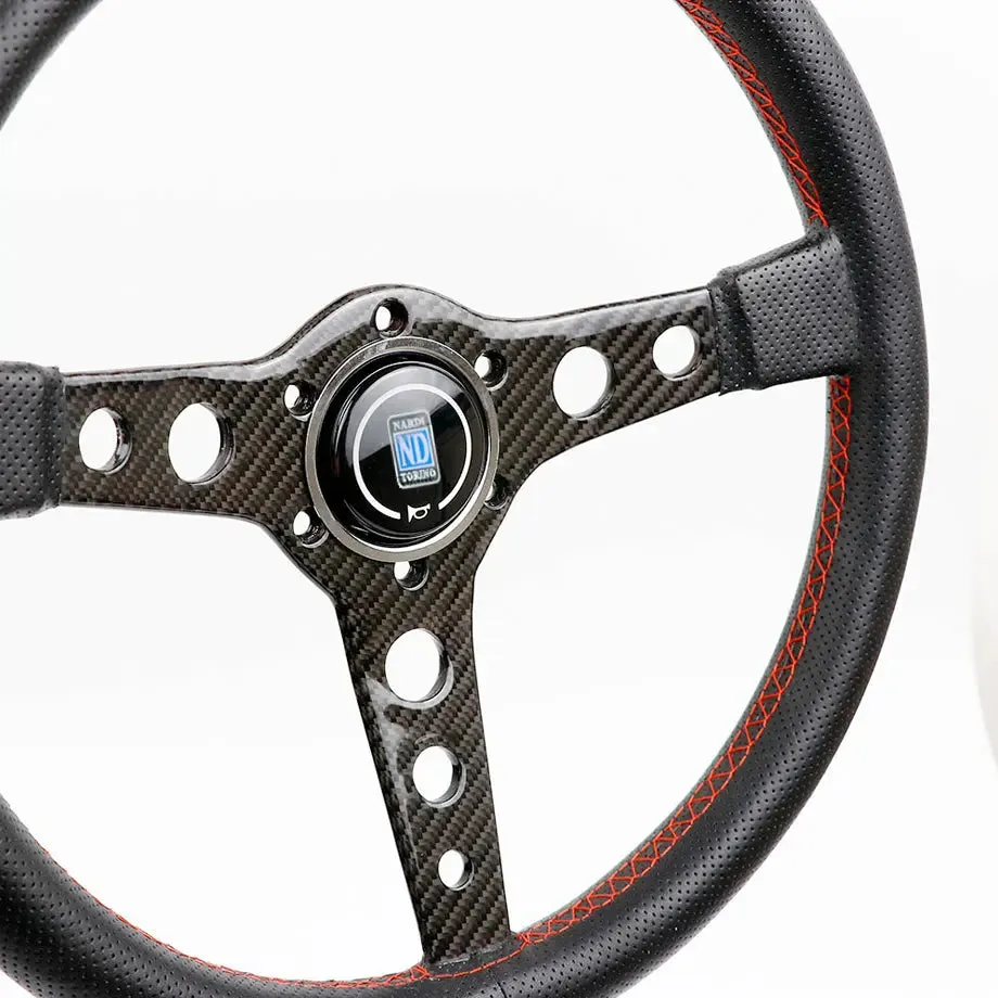 Genuine Carbon Fibre & Leather Racing Style Steering Wheel (350mm)