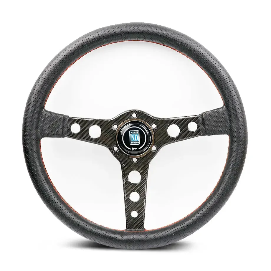 Genuine Carbon Fibre & Leather Racing Style Steering Wheel (350mm)