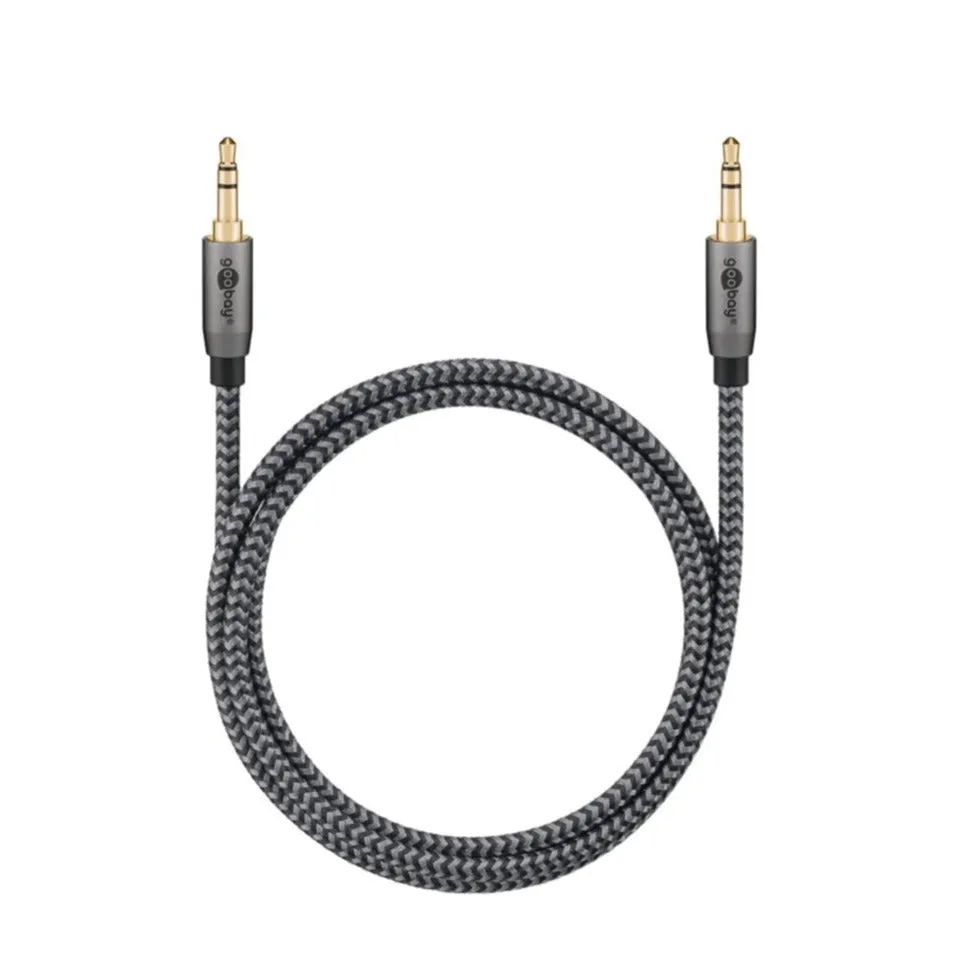 Goobay - (2m) 3.5mm jack audio plug stereo AUX cable with gold-plated contacts (65274) - Sharkskin Grey