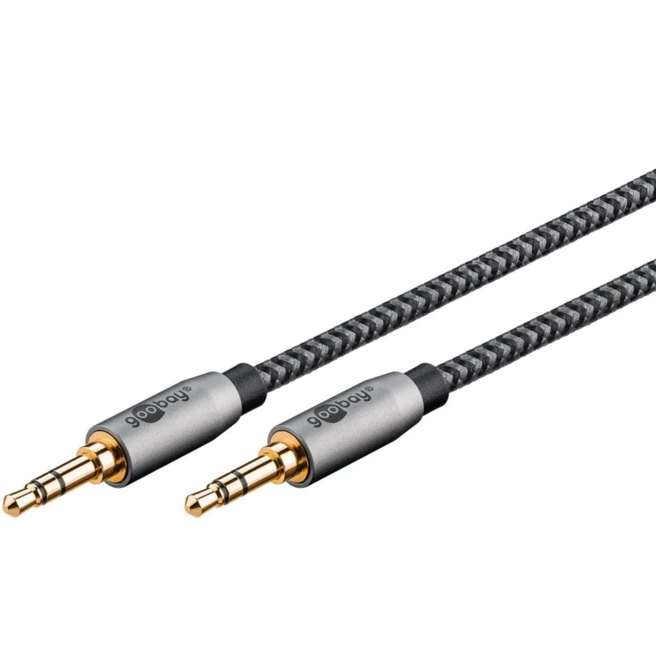 Goobay - (2m) 3.5mm jack audio plug stereo AUX cable with gold-plated contacts (65274) - Sharkskin Grey