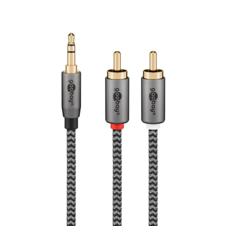 Goobay - (5m) 3.5mm audio adapter cable AUX to stereo RCA plug (65290) - Sharkskin Grey