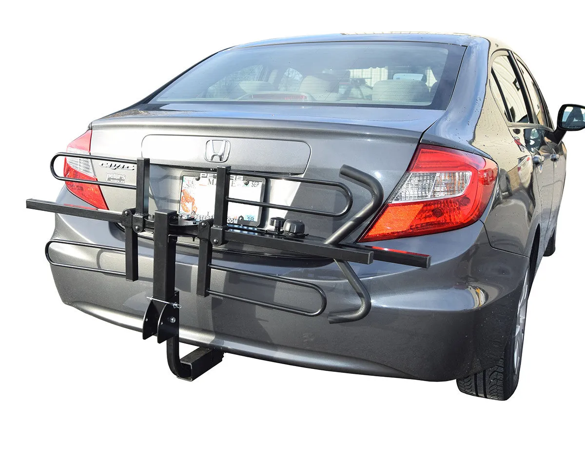 Heavy Duty Car Hitch Rack | 2 Bike Capacity | Folding Support Mast for Trunk Access