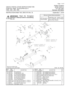 Hiniker Snowplow Mount - Quick Hitch 1 (QH1), 2008-2016 Ford 4x4 F250-550 SD, 25013120