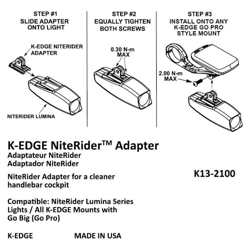 K Edge 2100 Niterider Adapter