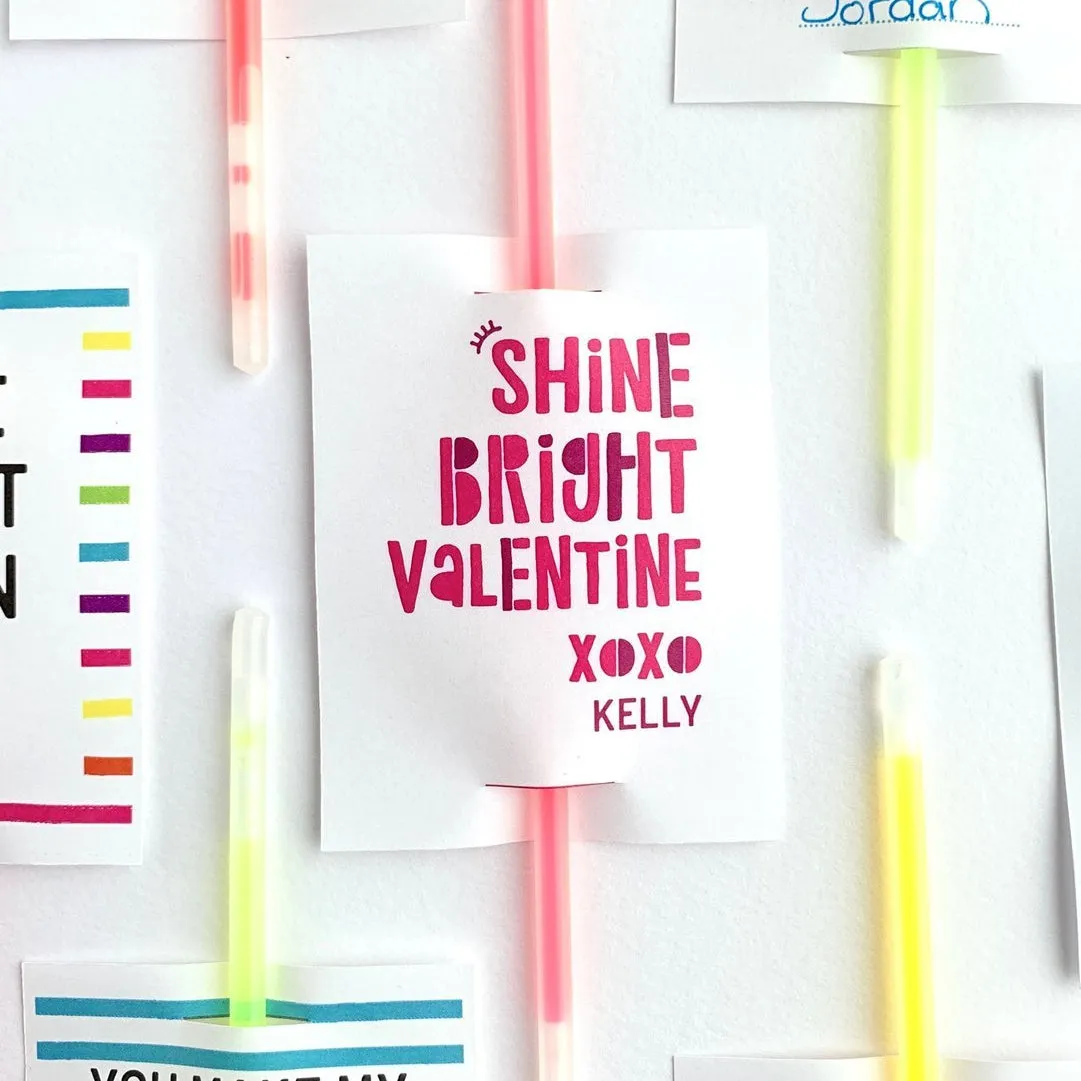 Kids Glow Stick Valentine Printable