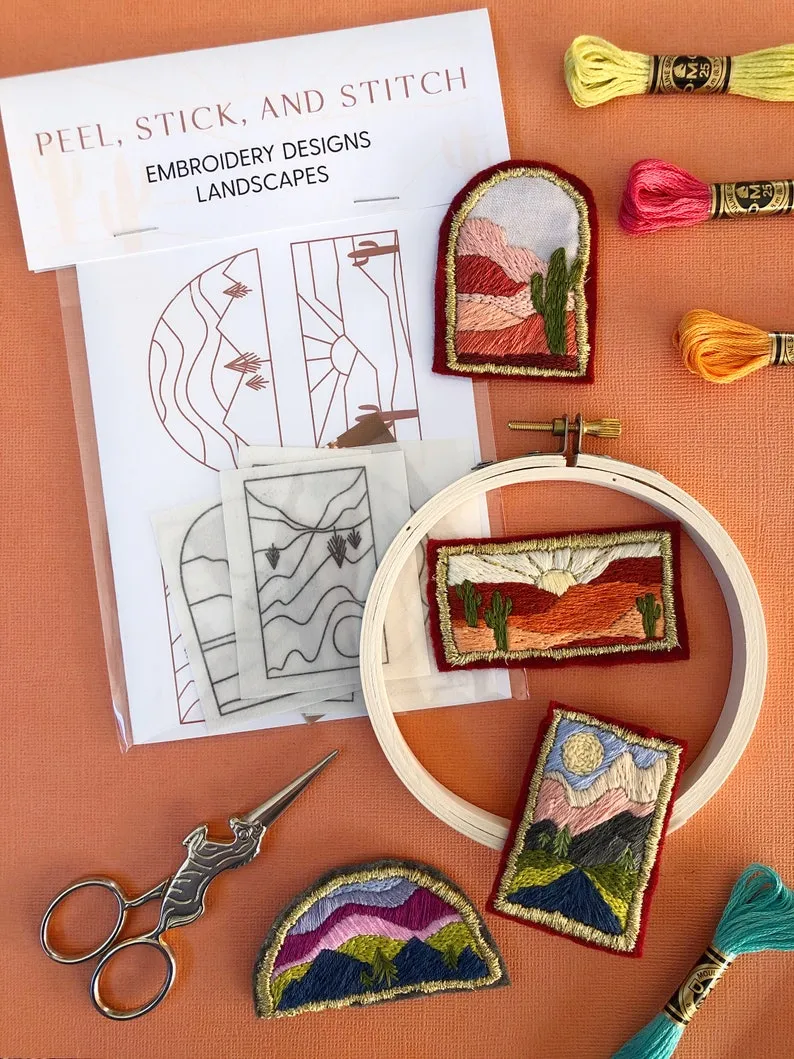 Landscapes- Peel Stick and Stitch Hand Embroidery Patterns