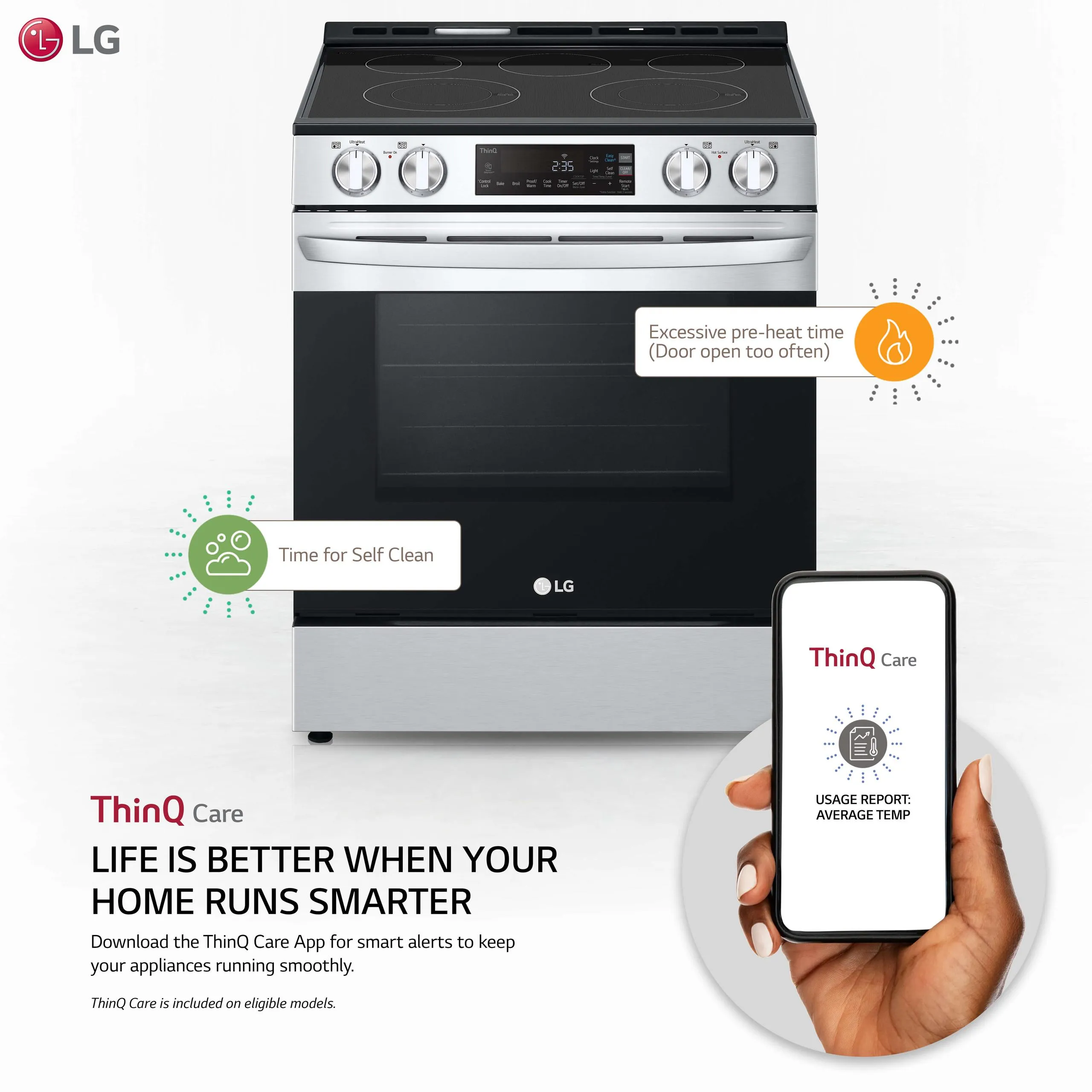 Lg LSEL6331F 6.3 cu ft. Smart Wi-Fi Enabled Electric Slide-in Range with EasyClean®