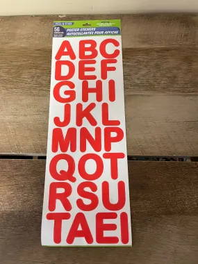 <€€ Red Poster Stickers 56 Characters & Letters