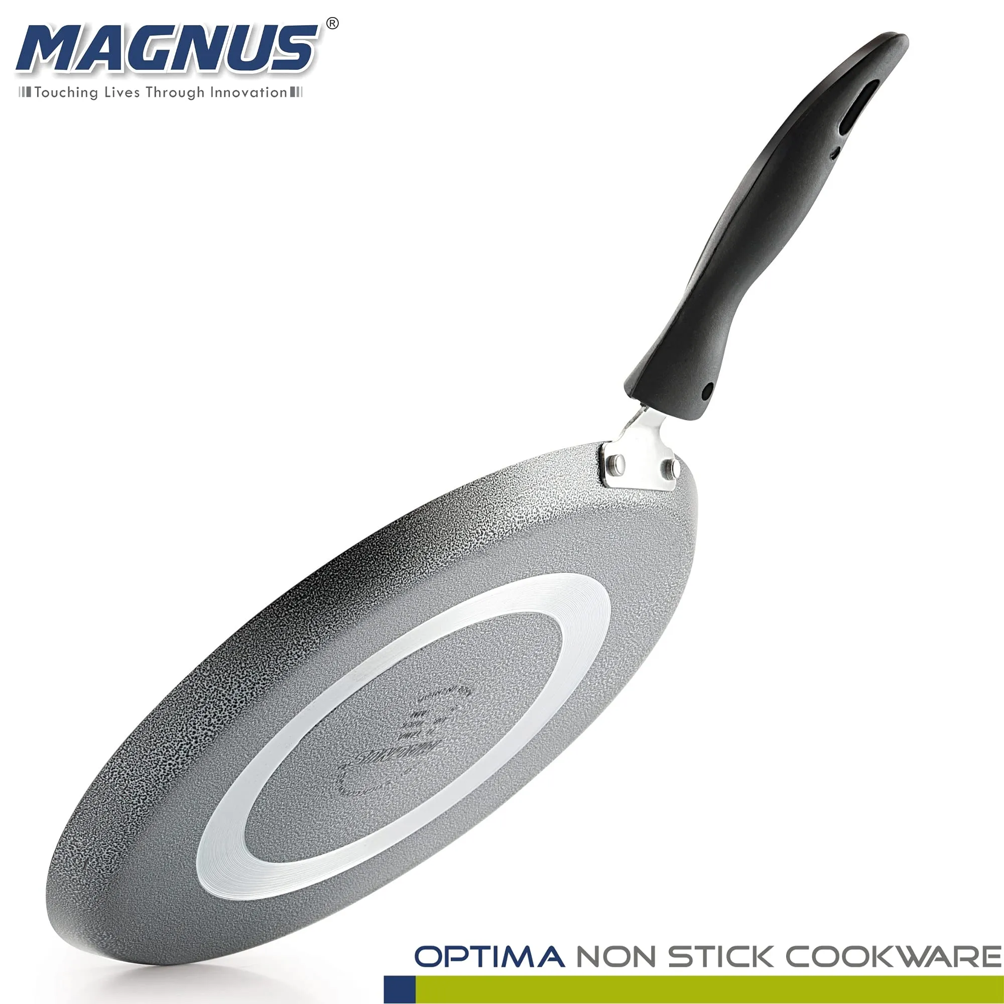 Magnus Optima Non-Stick Aluminum Dosa/Roti Tawa, Gas Stove Compatible,240 mm, 3 mm Thickness, (Grey & Black))