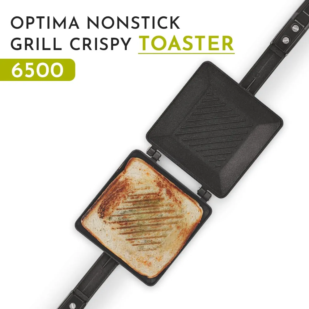 Magnus Optima Non Stick Grill Crispy Toaster for Gas Stoves - Quick Heat-Up, Uniform Cooking, PFOA-Free Non-Stick, Easy Release, Ergonomic Bakelite Handle, No Cut Design